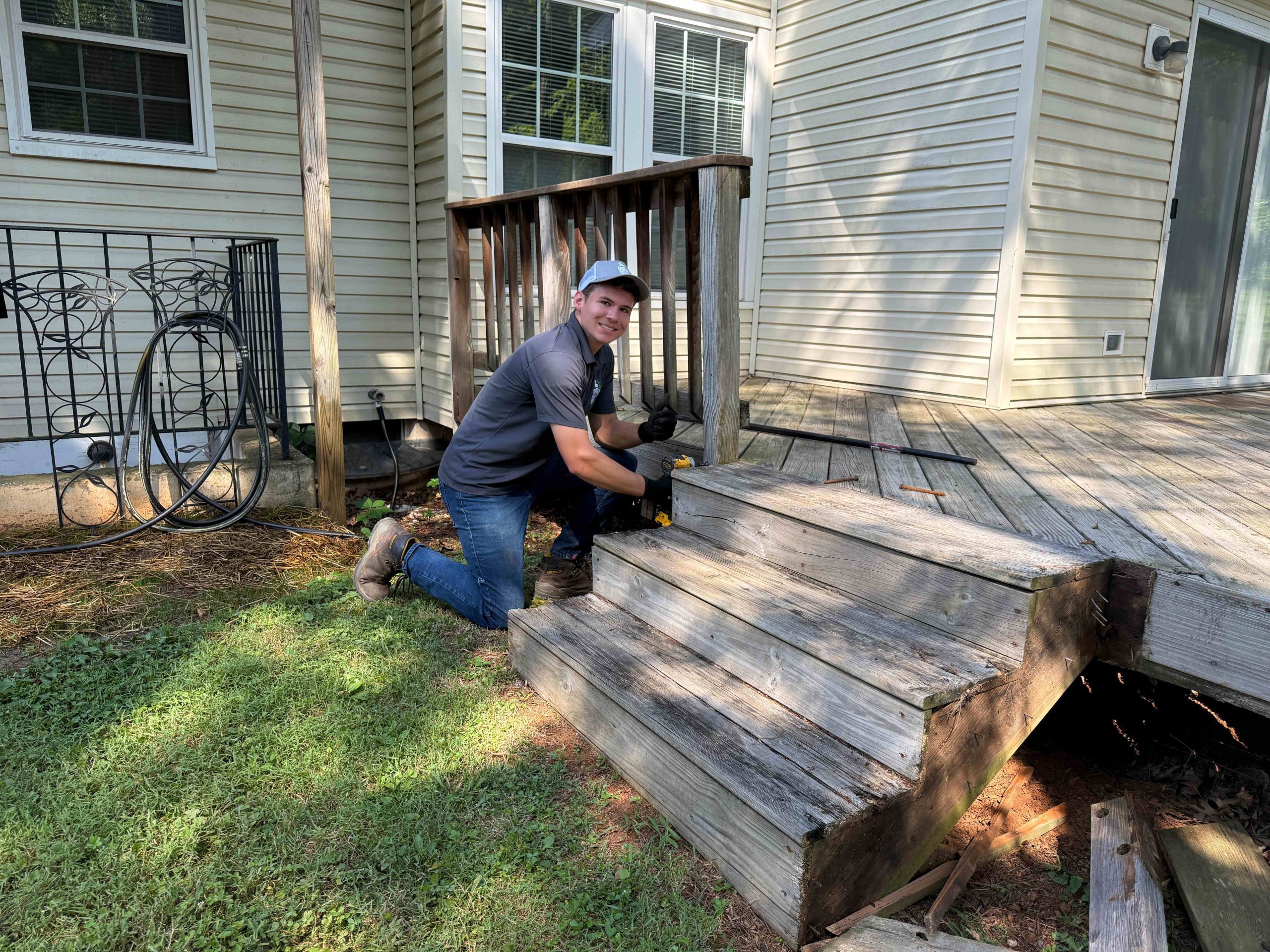 Emory mid-deck-demo, smiling