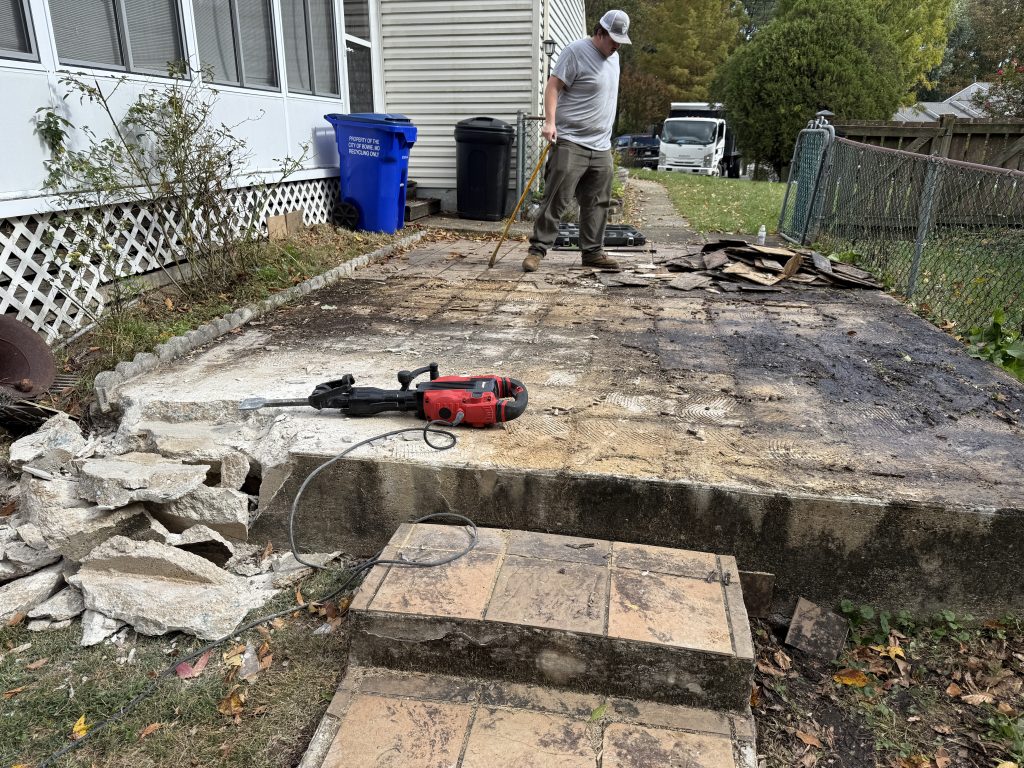 Junk Knights removing a concrete pad and footings