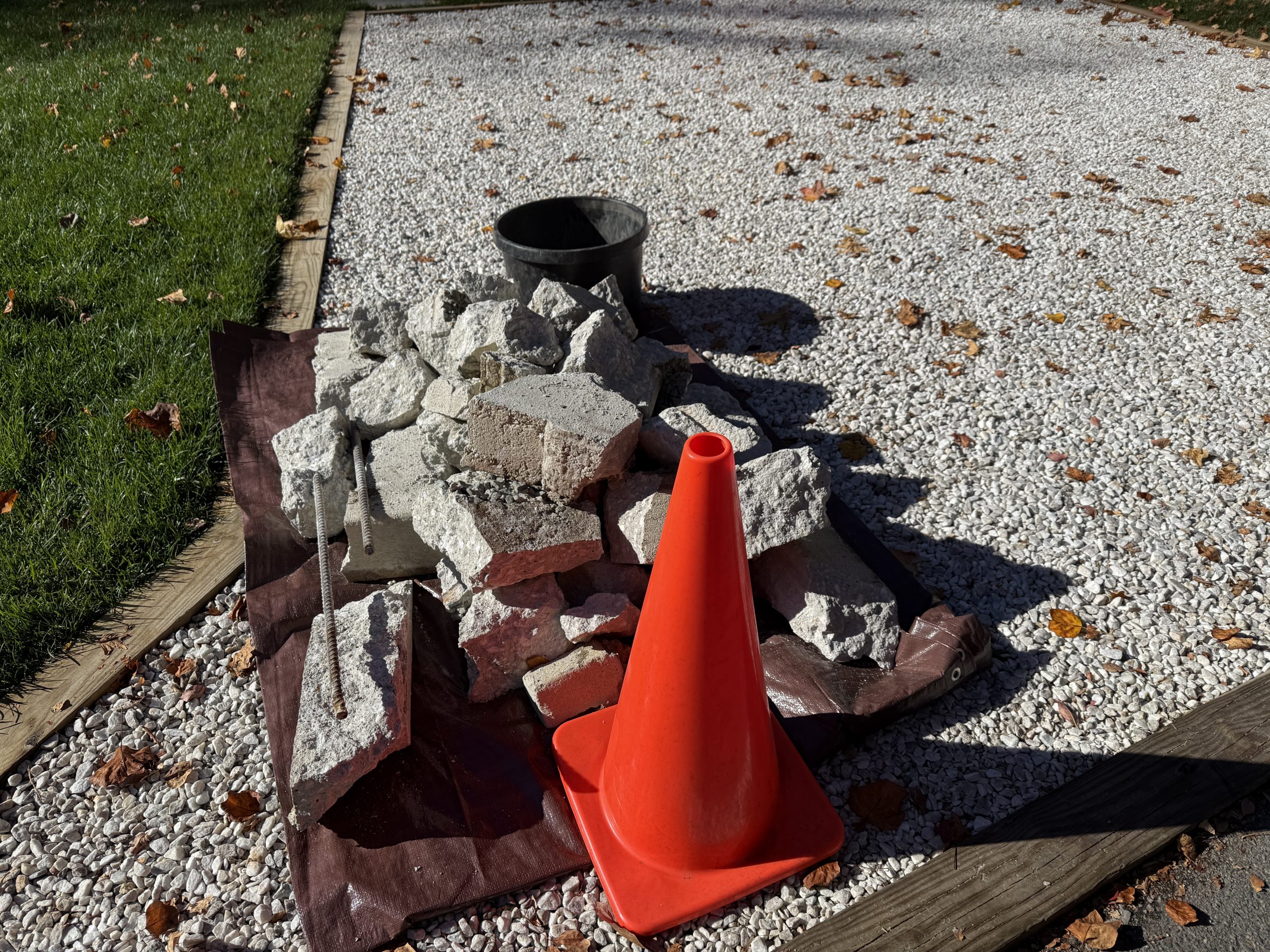 Driveway concrete debris
